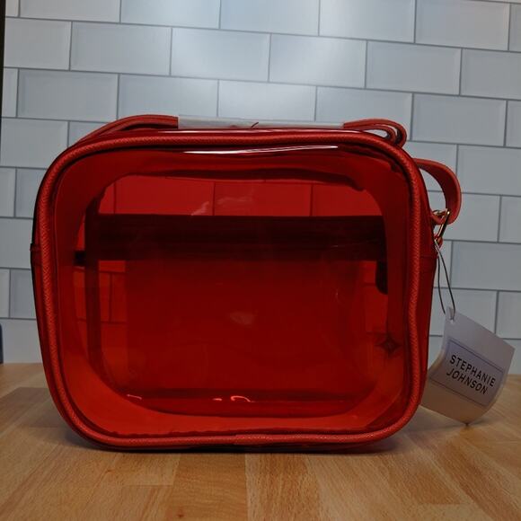Stephanie Johnson Camera Crossbody Bag Red Translucent New - Picture 4 of 8